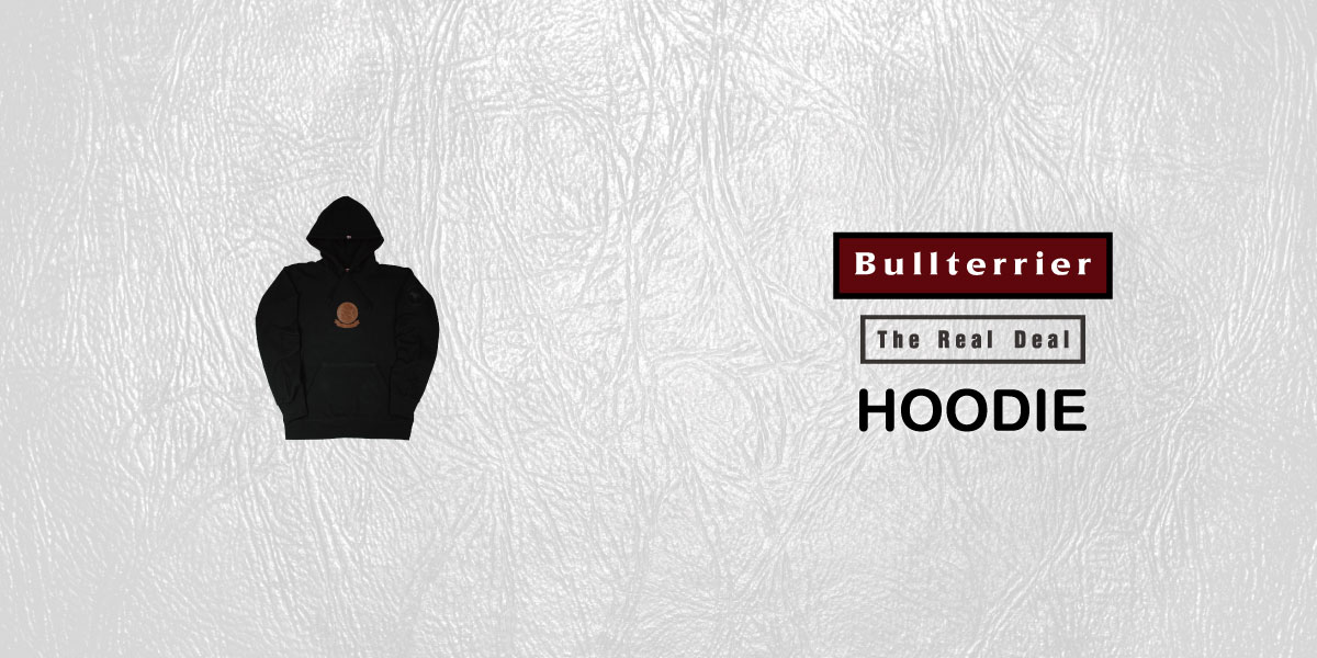 BULL TERRIER フードパーカー レザーステッチ　黒