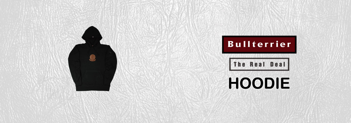BULL TERRIER フードパーカー レザーステッチ　黒