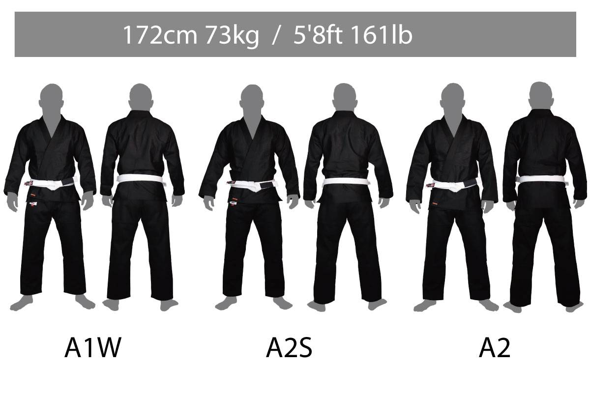 ブルテリア柔術着サイズチャート 身長172cm 体重73kg着用
