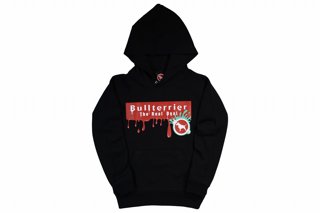 BULLTERRIER　キッズフードパーカー Paint 黒