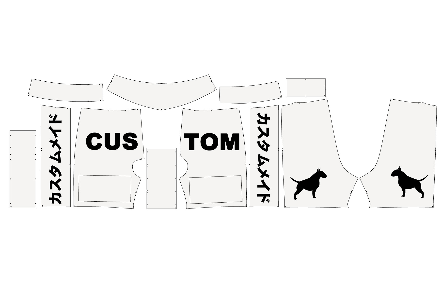 オリジナルファイトショーツ作製　展開図見本