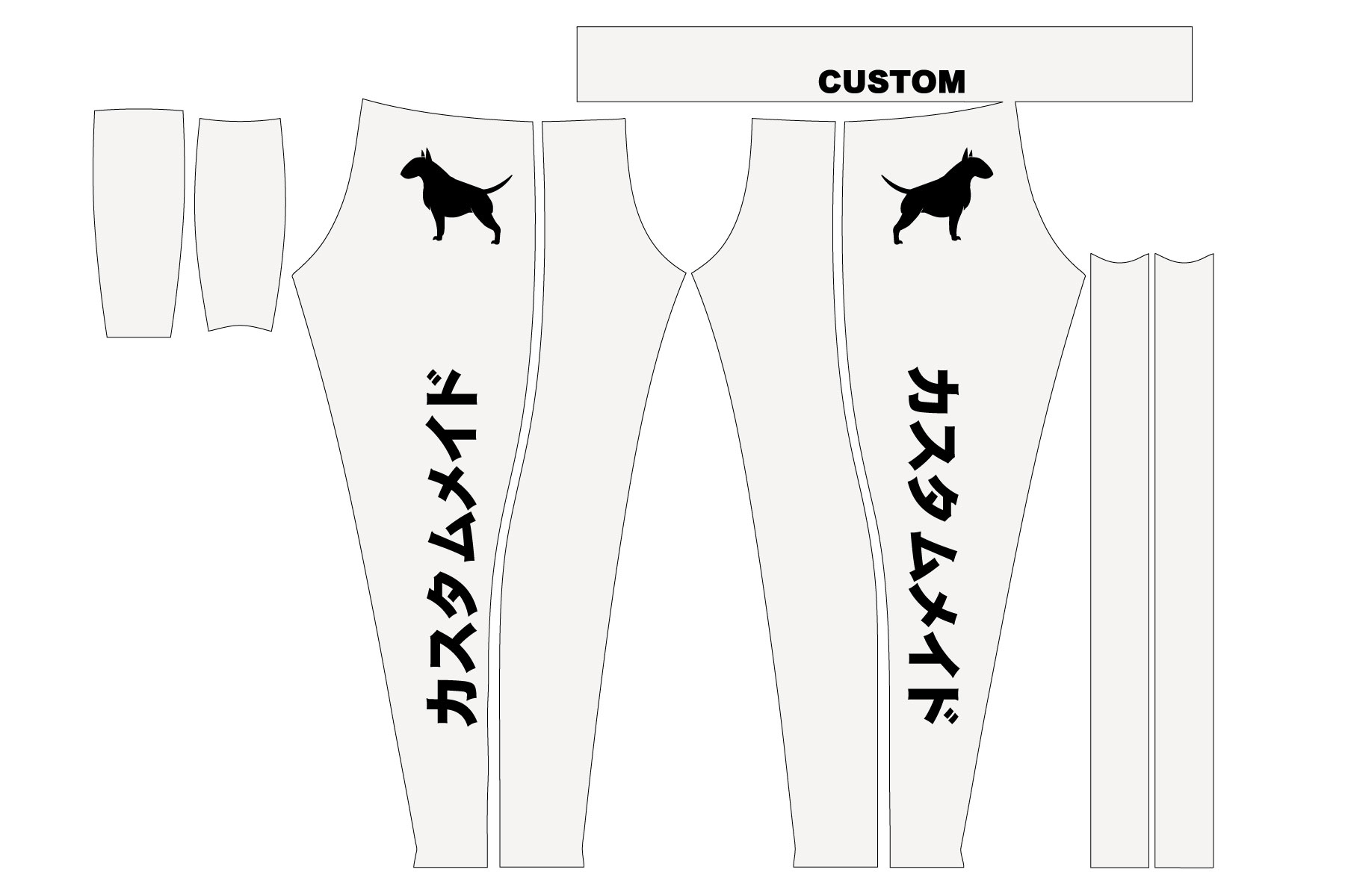 オリジナルカスタムスパッツ作製　ロングスパッツ展開図イメージ