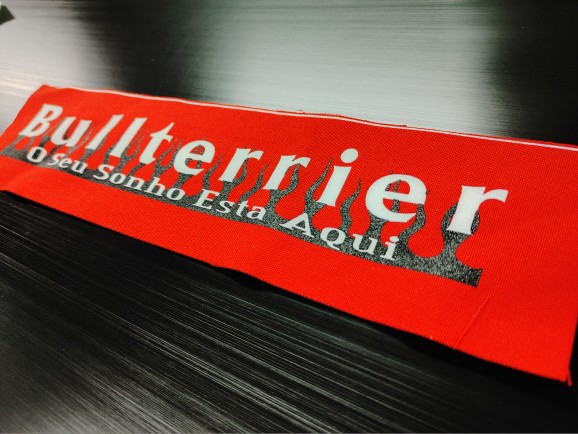 パッチ2色刷作成例　赤布　黒・白プリント