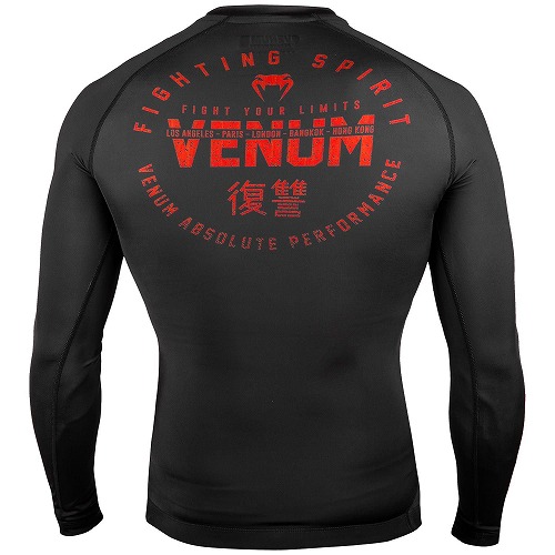 VENUM ラッシュガード Signature 長袖 黒/赤